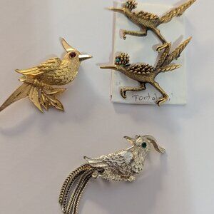 BIRDS LOT Vintage RoadRunner Duet Tortolani mark* BSK Cardinal*Exotic Bird Green